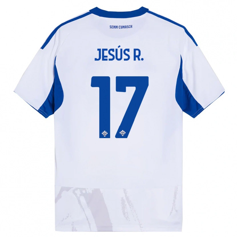 Danxen Femme Maillot Jesús Rodríguez #17 Blanc Bleu Tenues Extérieur 2025/26 T-Shirt