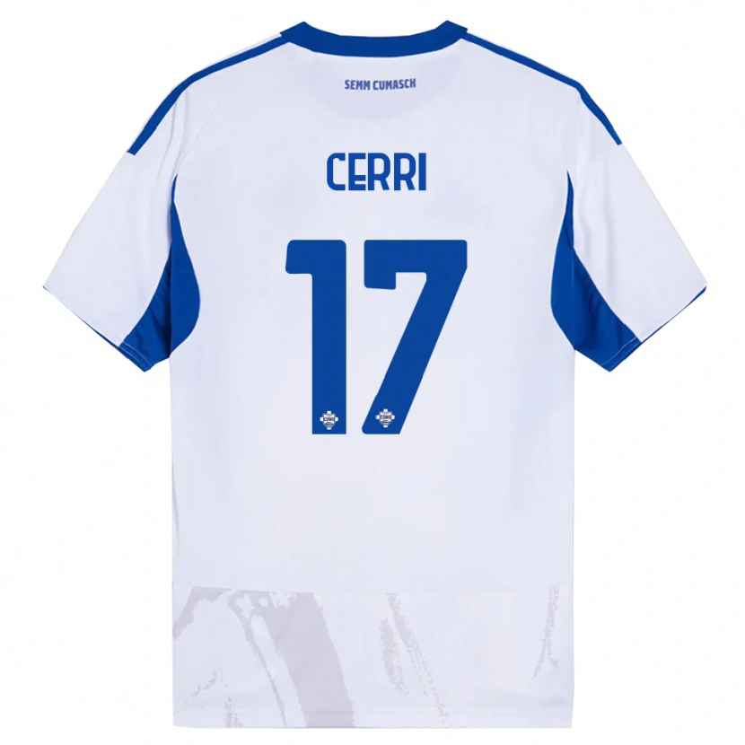 Danxen Femme Maillot Alberto Cerri #17 Blanc Bleu Tenues Extérieur 2025/26 T-Shirt