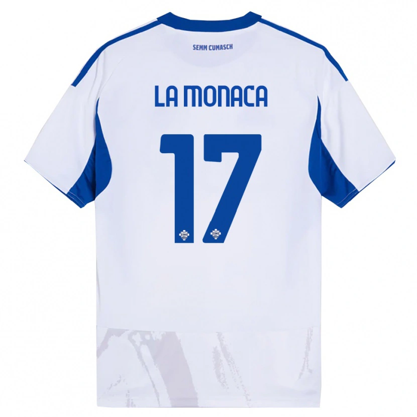 Danxen Femme Maillot Michael La Monaca #17 Blanc Bleu Tenues Extérieur 2025/26 T-Shirt