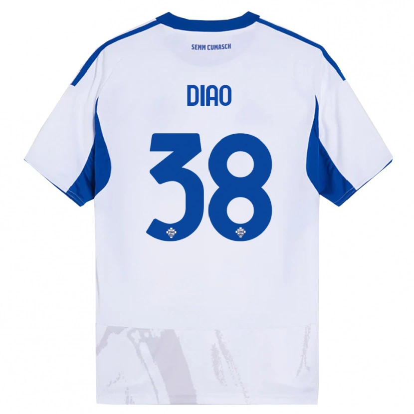 Danxen Femme Maillot Assane Diao #38 Blanc Bleu Tenues Extérieur 2025/26 T-Shirt