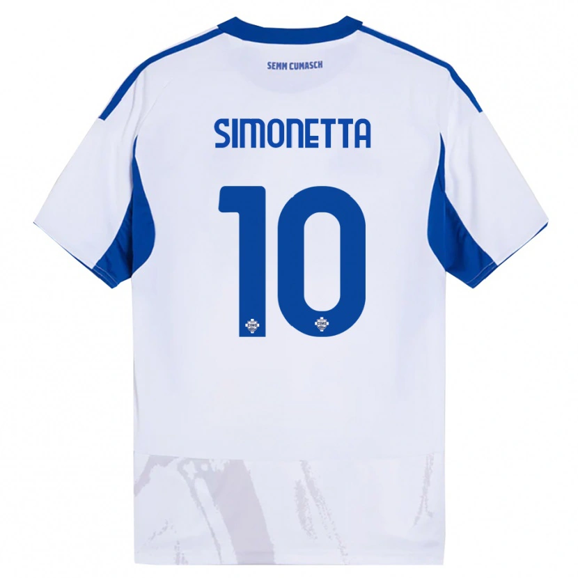 Danxen Femme Maillot Jacopo Simonetta #10 Blanc Bleu Tenues Extérieur 2025/26 T-Shirt