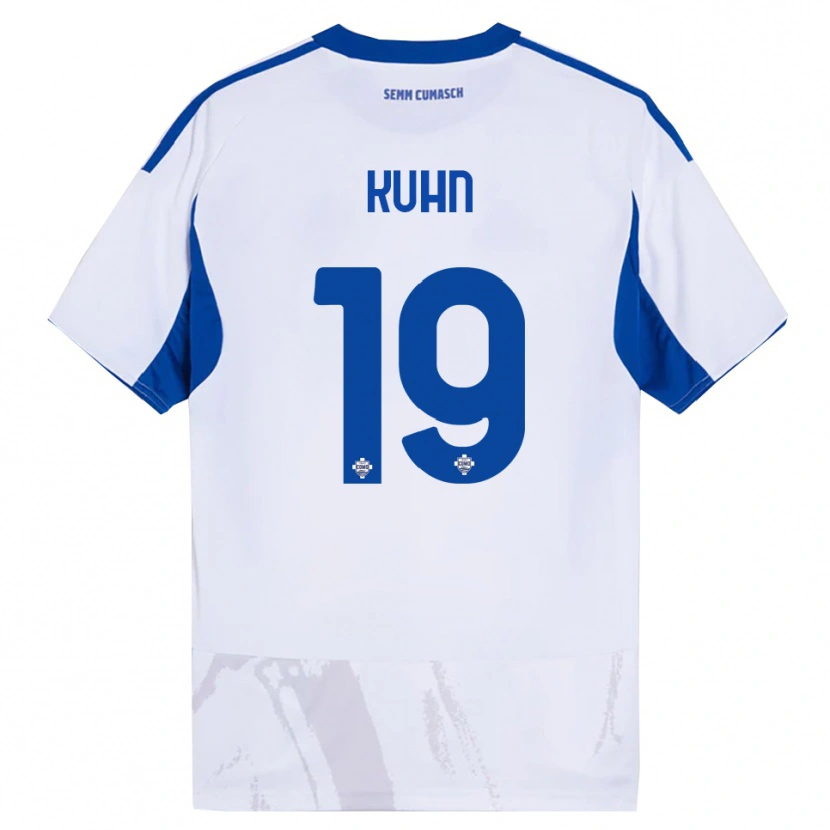 Danxen Femme Maillot Nicolas Kühn #19 Blanc Bleu Tenues Extérieur 2025/26 T-Shirt