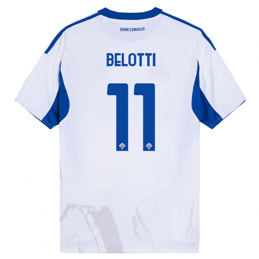 Danxen Femme Maillot Andrea Belotti #11 Blanc Bleu Tenues Extérieur 2025/26 T-Shirt