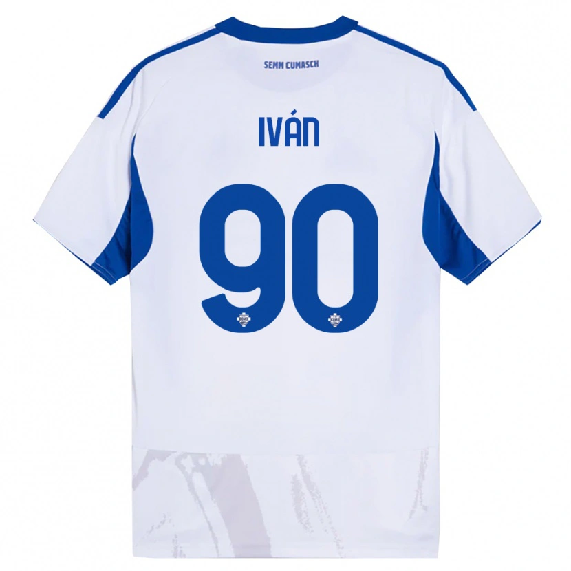 Danxen Femme Maillot Iván Azón #90 Blanc Bleu Tenues Extérieur 2025/26 T-Shirt