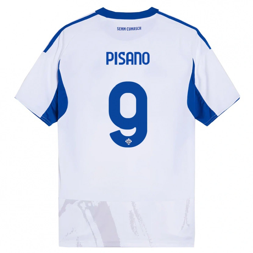 Danxen Femme Maillot Manuel Pisano #9 Blanc Bleu Tenues Extérieur 2025/26 T-Shirt