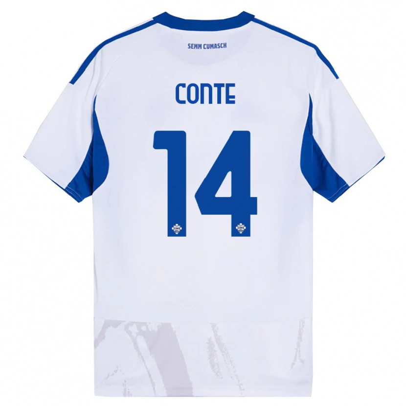 Danxen Femme Maillot Federico Conte #14 Blanc Bleu Tenues Extérieur 2025/26 T-Shirt