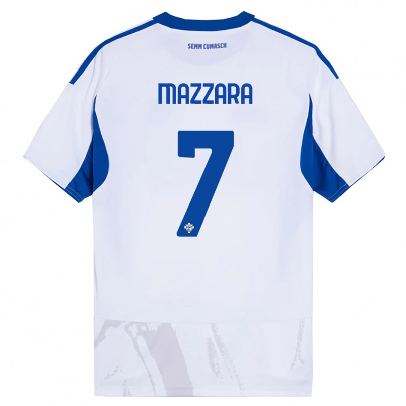 Danxen Femme Maillot Cristian Mazzara #7 Blanc Bleu Tenues Extérieur 2025/26 T-Shirt