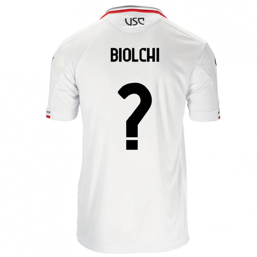 Danxen Femme Maillot Pietro Biolchi #0 Blanc Rouge Tenues Extérieur 2025/26 T-Shirt