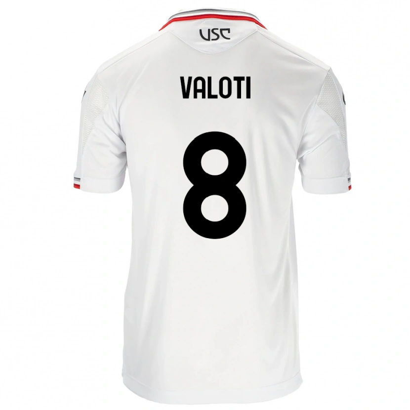 Danxen Femme Maillot Mattia Valoti #8 Blanc Rouge Tenues Extérieur 2025/26 T-Shirt