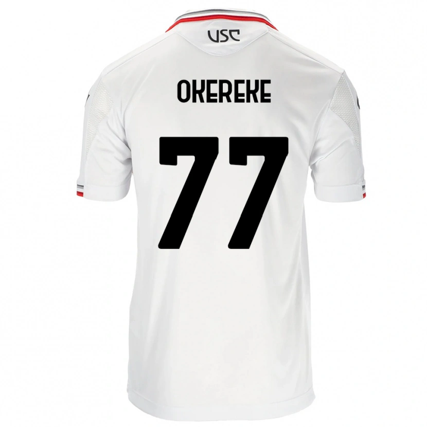 Danxen Femme Maillot David Okereke #77 Blanc Rouge Tenues Extérieur 2025/26 T-Shirt