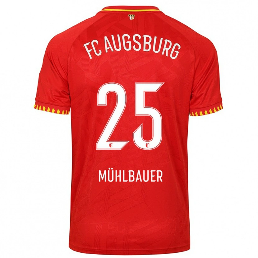 Danxen Femme Maillot Simon Mühlbauer #25 Rouge Jaune Tenues Extérieur 2025/26 T-Shirt