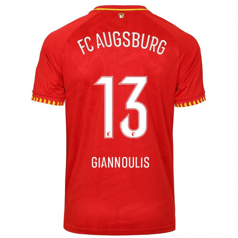 Danxen Femme Maillot Dimitrios Giannoulis #13 Rouge Jaune Tenues Extérieur 2025/26 T-Shirt