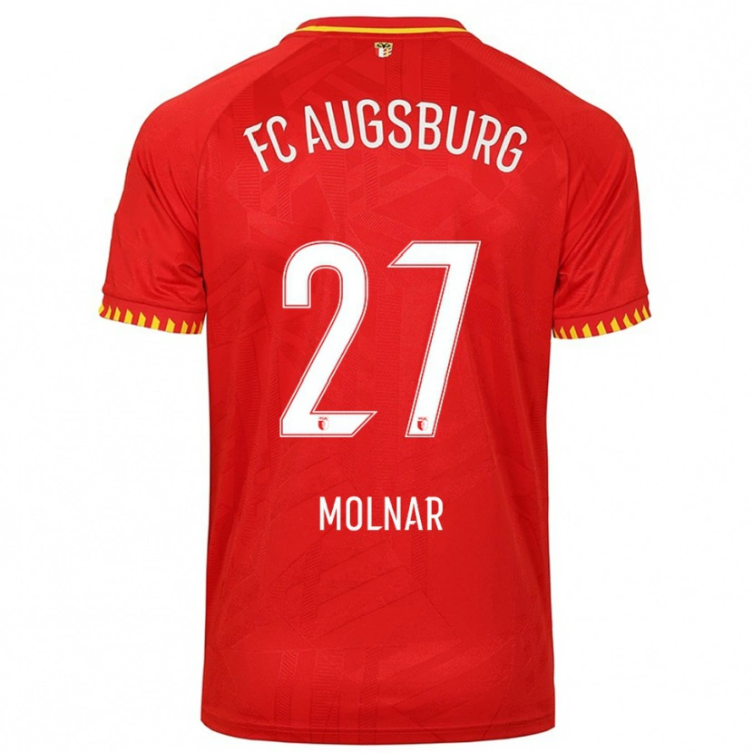 Danxen Femme Maillot Lars Molnar #27 Rouge Jaune Tenues Extérieur 2025/26 T-Shirt