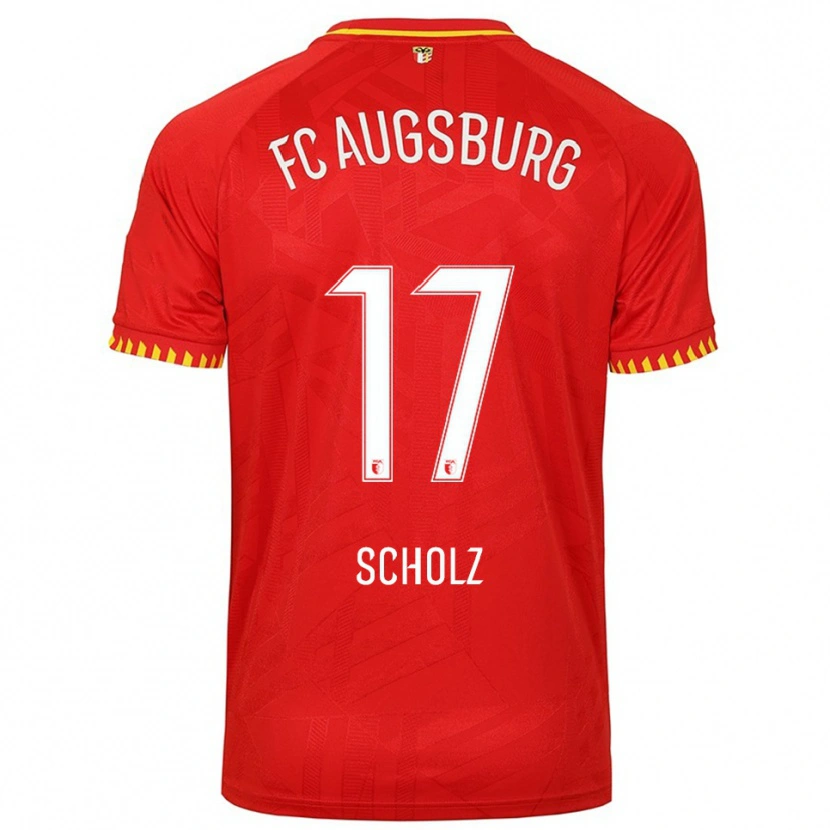 Danxen Femme Maillot Jerome Scholz #17 Rouge Jaune Tenues Extérieur 2025/26 T-Shirt