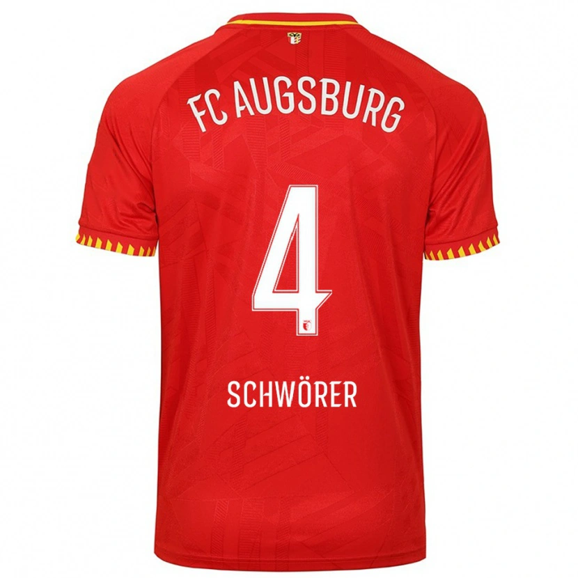 Danxen Femme Maillot Julia Schwörer #4 Rouge Jaune Tenues Extérieur 2025/26 T-Shirt