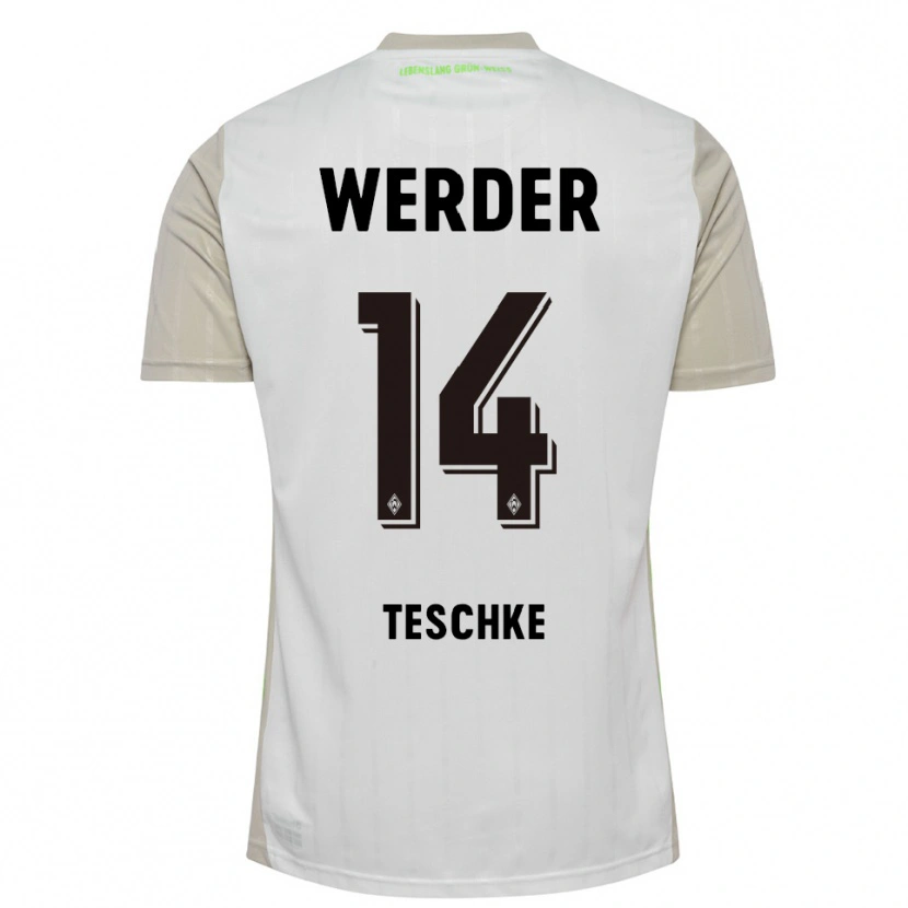 Danxen Femme Maillot Tim Teschke #14 Blanc Noir Tenues Extérieur 2025/26 T-Shirt