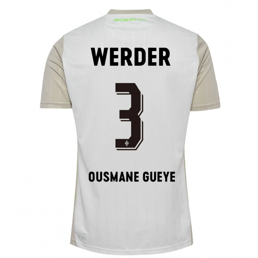 Danxen Femme Maillot Papa Ousmane Gueye #3 Blanc Noir Tenues Extérieur 2025/26 T-Shirt