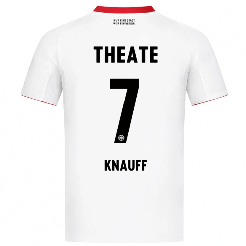 Danxen Femme Maillot Ansgar Knauff #7 Blanc Rouge Tenues Extérieur 2025/26 T-Shirt