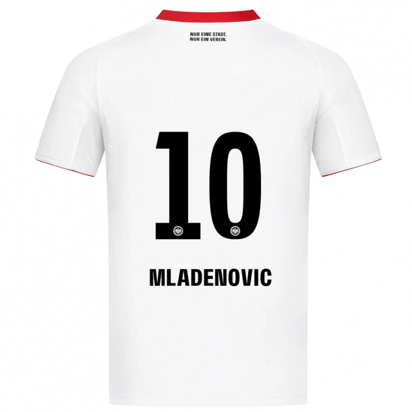 Danxen Femme Maillot Marko Mladenovic #10 Blanc Rouge Tenues Extérieur 2025/26 T-Shirt