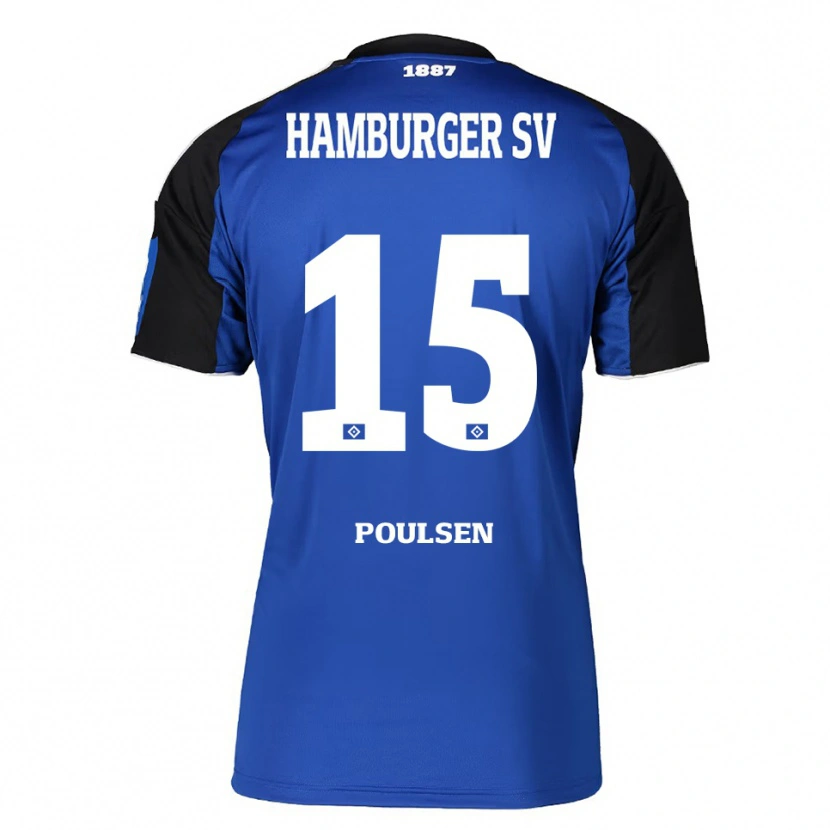 Danxen Femme Maillot Yussuf Poulsen #15 Bleu Noir Tenues Extérieur 2025/26 T-Shirt