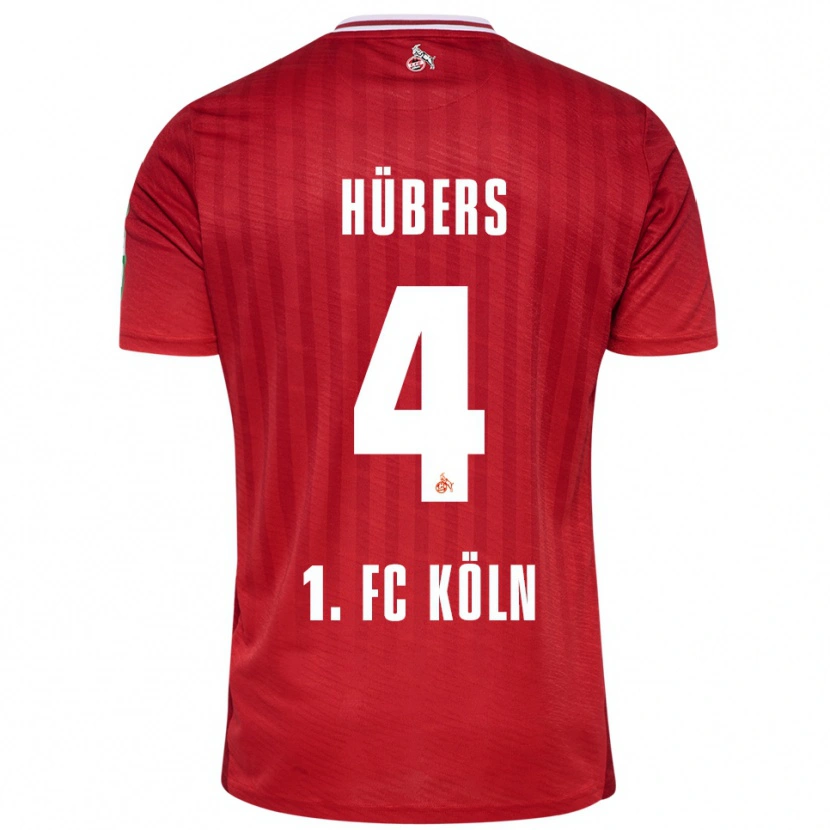 Danxen Femme Maillot Timo Hübers #4 Rouge Blanc Tenues Extérieur 2025/26 T-Shirt