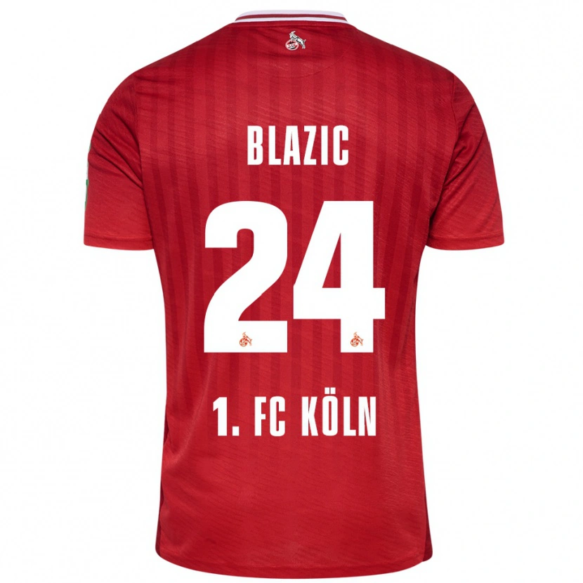 Danxen Femme Maillot Alessandro Blazic #24 Rouge Blanc Tenues Extérieur 2025/26 T-Shirt