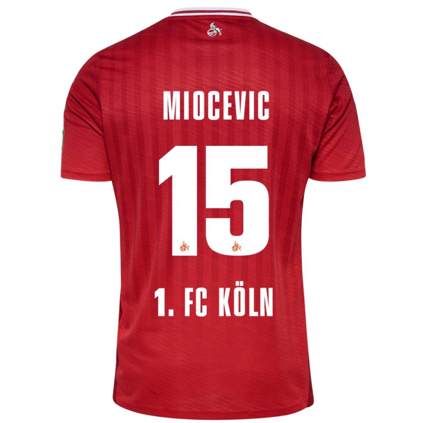 Danxen Femme Maillot Gabriel Miocevic #15 Rouge Blanc Tenues Extérieur 2025/26 T-Shirt