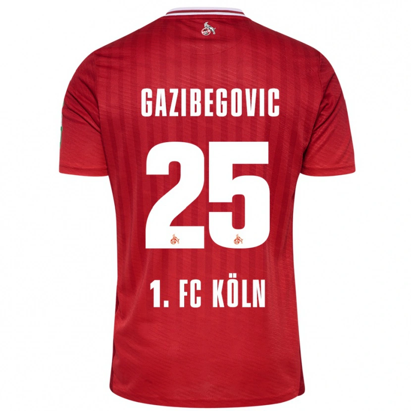 Danxen Femme Maillot Jusuf Gazibegovic #25 Rouge Blanc Tenues Extérieur 2025/26 T-Shirt