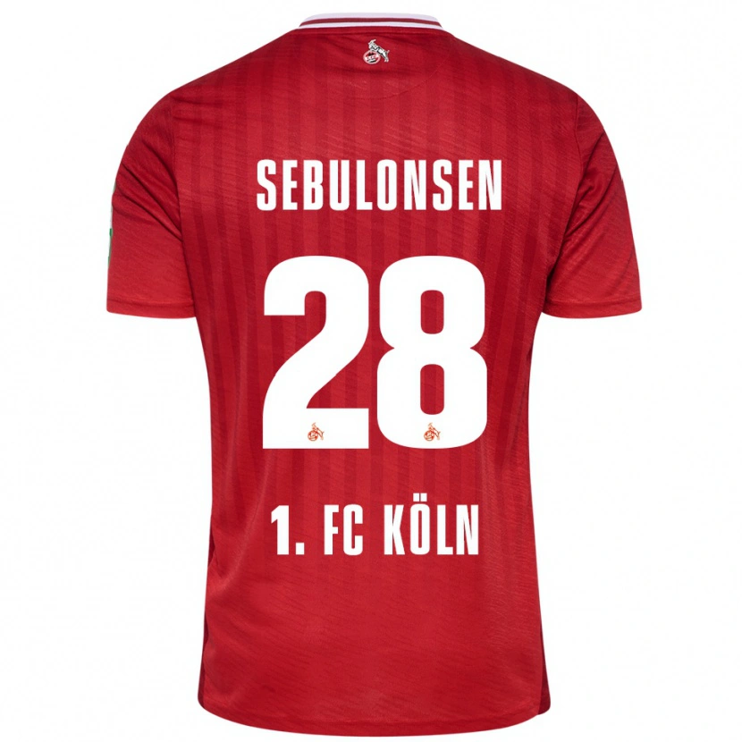 Danxen Femme Maillot Sebastian Sebulonsen #28 Rouge Blanc Tenues Extérieur 2025/26 T-Shirt