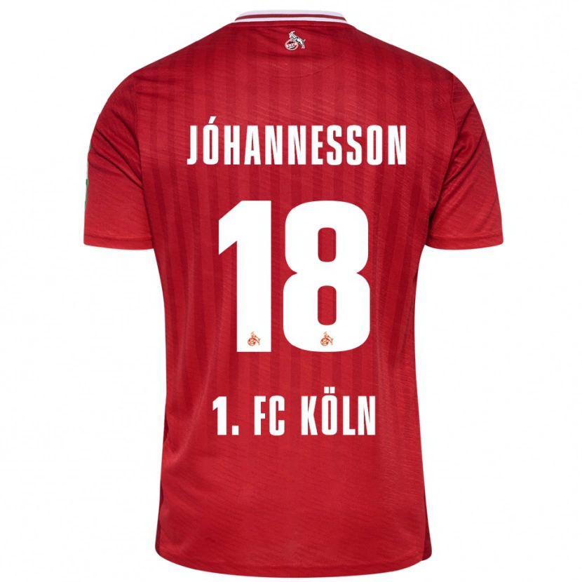 Danxen Femme Maillot Ísak Jóhannesson #18 Rouge Blanc Tenues Extérieur 2025/26 T-Shirt