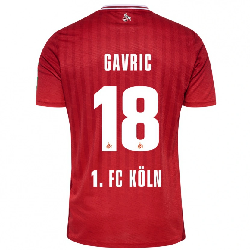 Danxen Femme Maillot Andrea Gavrić #18 Rouge Blanc Tenues Extérieur 2025/26 T-Shirt