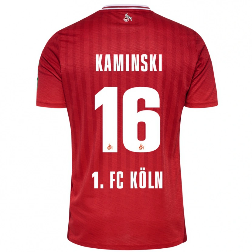 Danxen Femme Maillot Jakub Kaminski #16 Rouge Blanc Tenues Extérieur 2025/26 T-Shirt