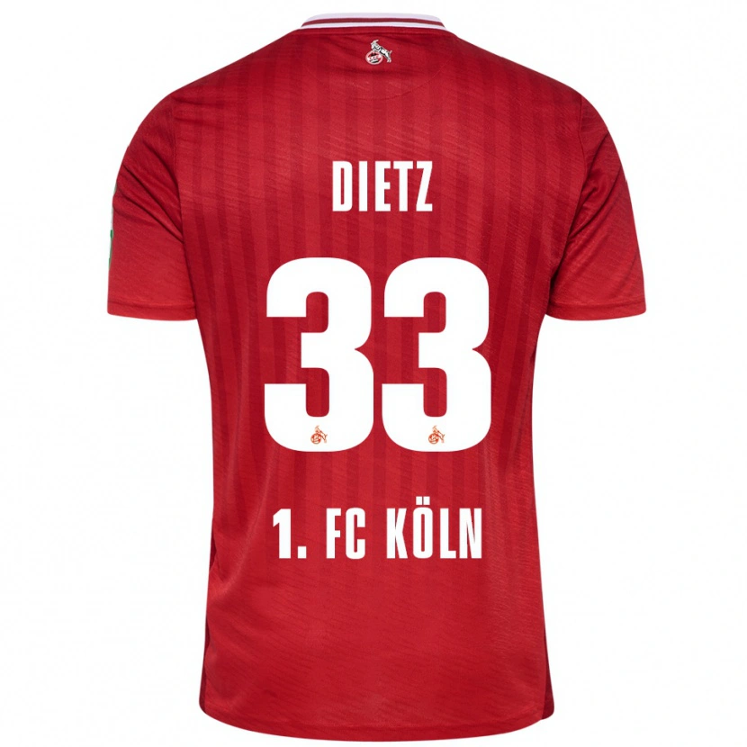 Danxen Femme Maillot Florian Dietz #33 Rouge Blanc Tenues Extérieur 2025/26 T-Shirt