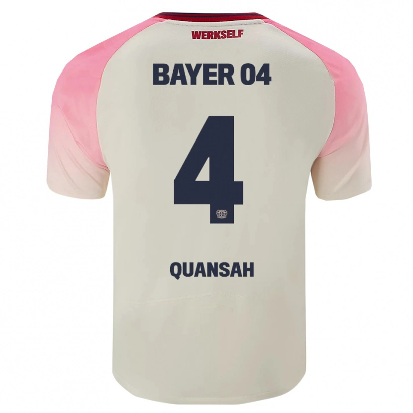 Danxen Femme Maillot Jarell Quansah #4 Rose Blanc Cassé Tenues Extérieur 2025/26 T-Shirt