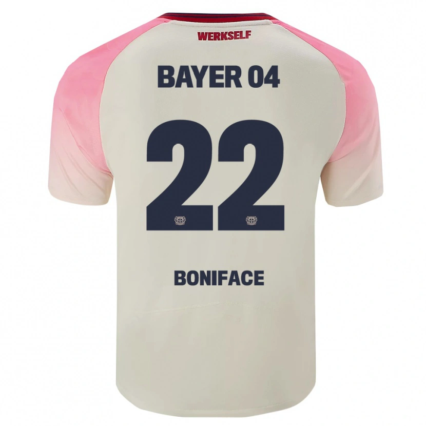 Danxen Femme Maillot Victor Boniface #22 Rose Blanc Cassé Tenues Extérieur 2025/26 T-Shirt