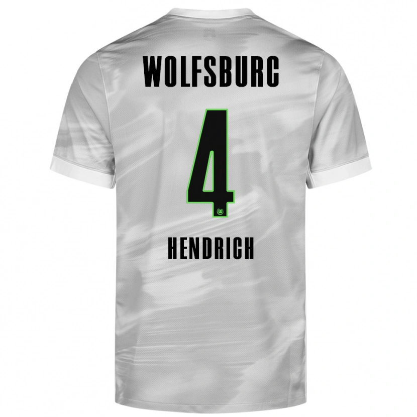 Danxen Femme Maillot Kathrin Hendrich #4 Gris Blanc Tenues Extérieur 2025/26 T-Shirt