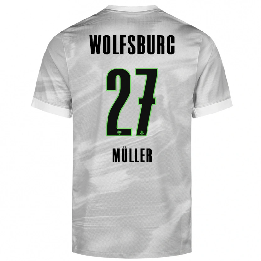 Danxen Femme Maillot Fabio Müller #27 Gris Blanc Tenues Extérieur 2025/26 T-Shirt
