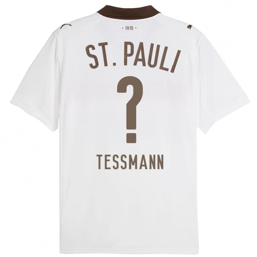 Danxen Femme Maillot Niklas Teßmann #0 Blanc Rouge Tenues Extérieur 2025/26 T-Shirt