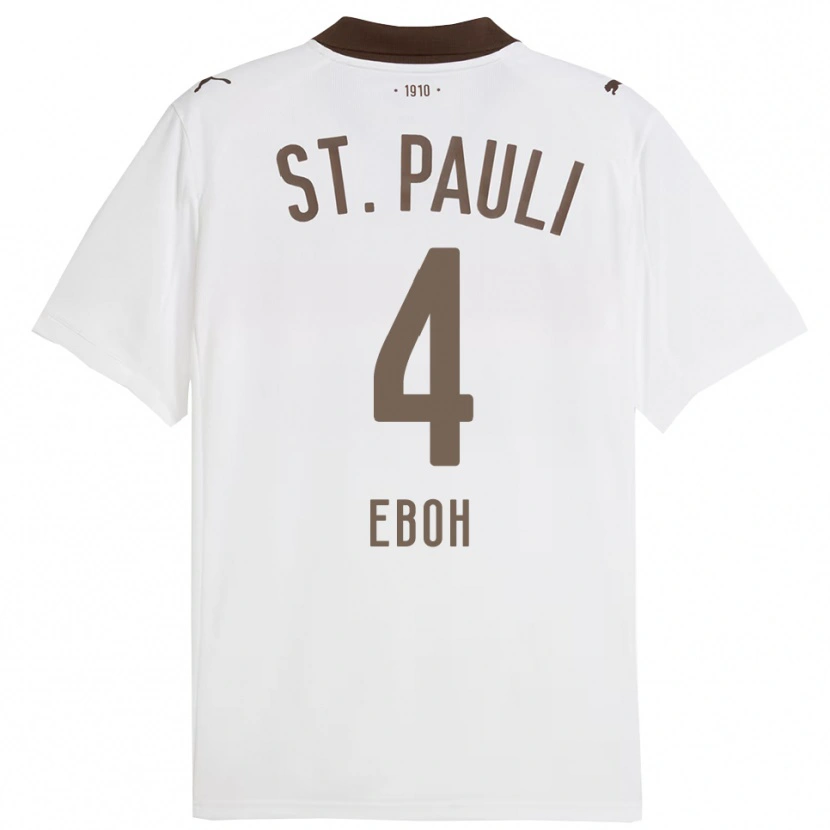 Danxen Femme Maillot Emmanuel Eboh #4 Blanc Rouge Tenues Extérieur 2025/26 T-Shirt