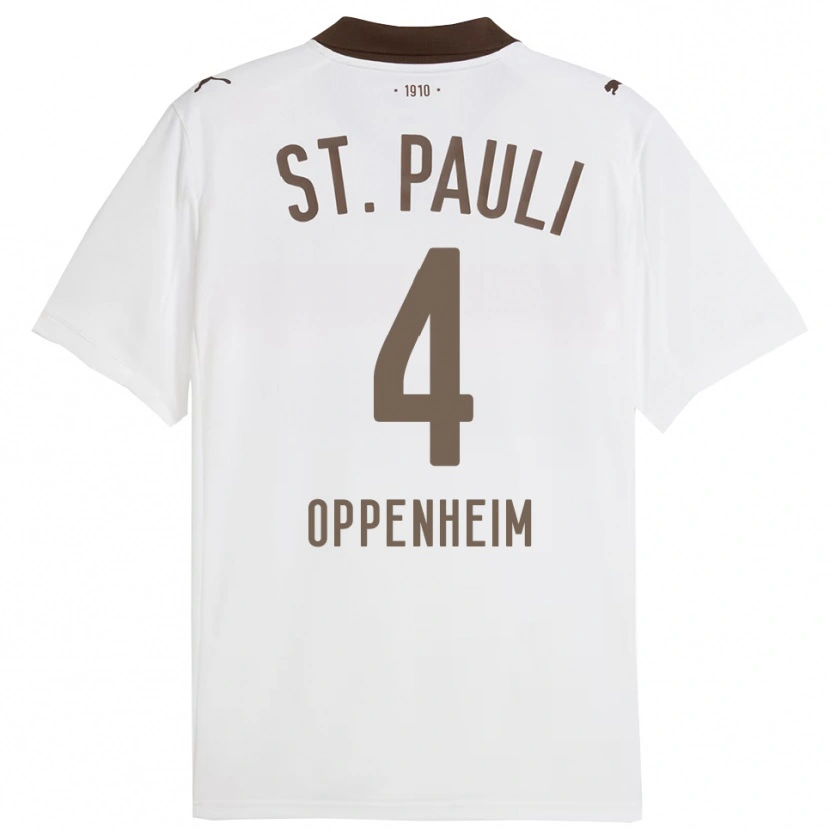 Danxen Femme Maillot Merle Oppenheim #4 Blanc Rouge Tenues Extérieur 2025/26 T-Shirt