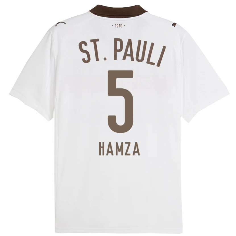 Danxen Femme Maillot Samet Hamza #5 Blanc Rouge Tenues Extérieur 2025/26 T-Shirt