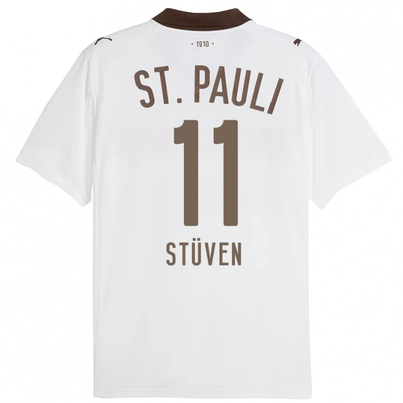 Danxen Femme Maillot Max Stüven #11 Blanc Rouge Tenues Extérieur 2025/26 T-Shirt