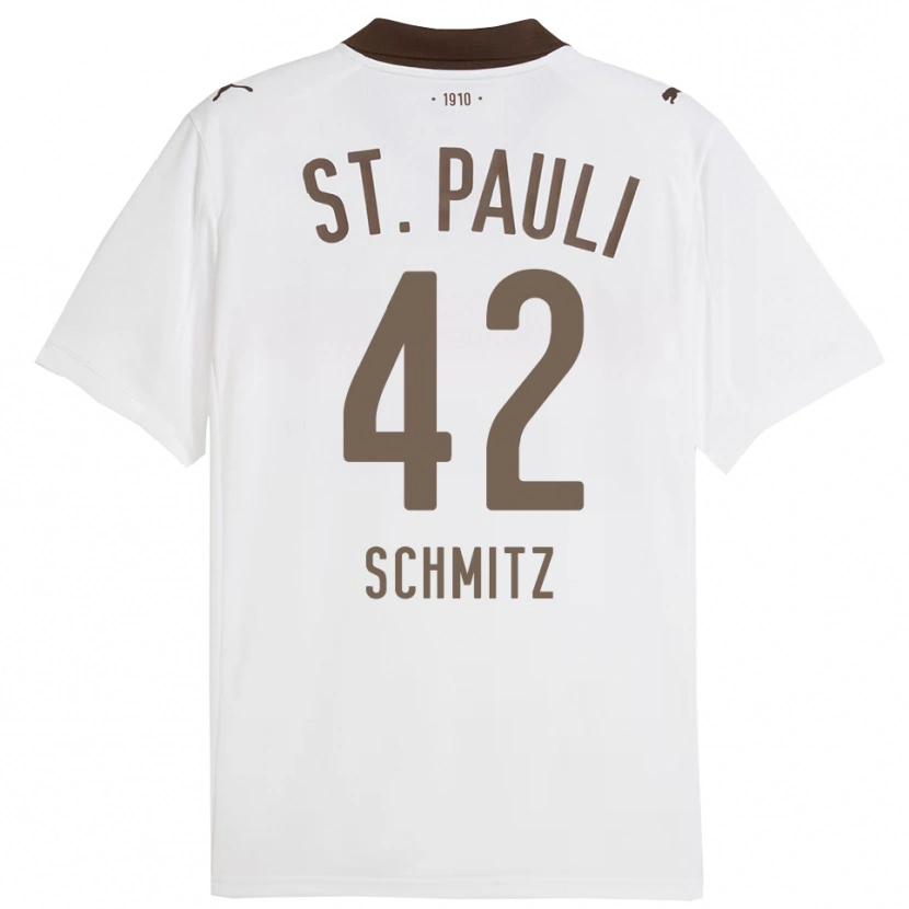 Danxen Femme Maillot Marwin Schmitz #42 Blanc Rouge Tenues Extérieur 2025/26 T-Shirt