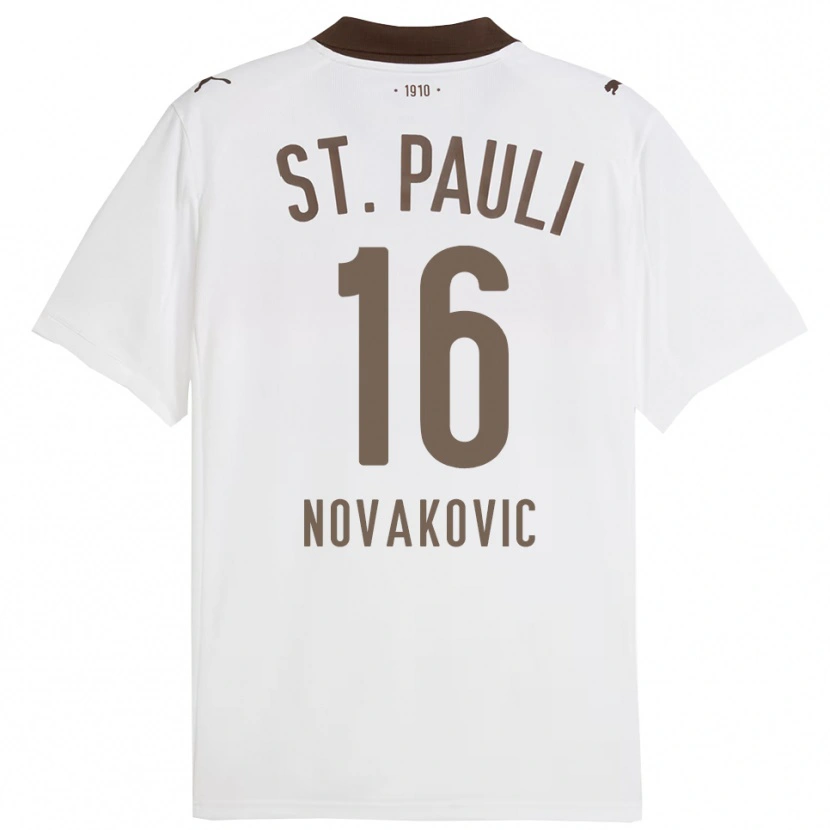 Danxen Femme Maillot Milivoje Novakovic #16 Blanc Rouge Tenues Extérieur 2025/26 T-Shirt