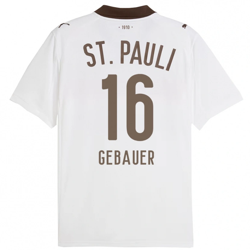 Danxen Femme Maillot Florian Gebauer #16 Blanc Rouge Tenues Extérieur 2025/26 T-Shirt