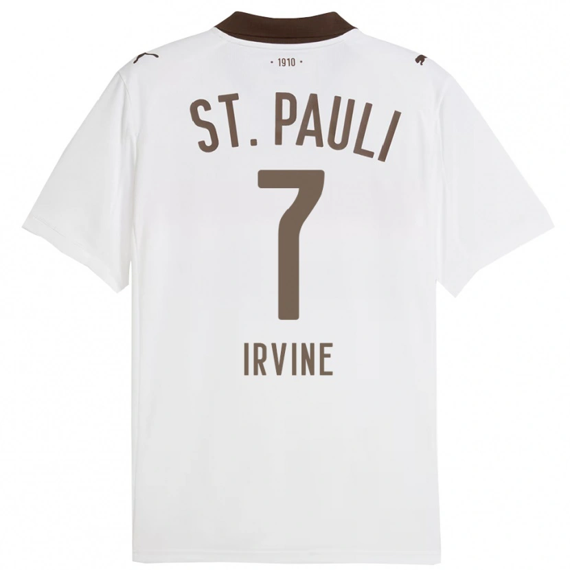 Danxen Femme Maillot Jackson Irvine #7 Blanc Rouge Tenues Extérieur 2025/26 T-Shirt