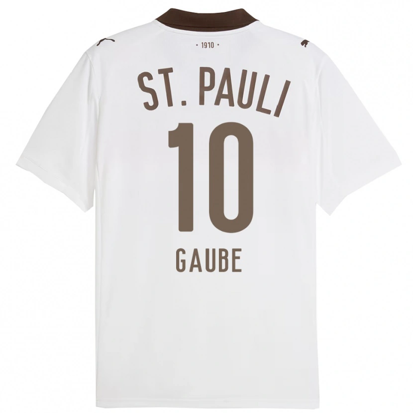 Danxen Femme Maillot Bastian Gaube #10 Blanc Rouge Tenues Extérieur 2025/26 T-Shirt