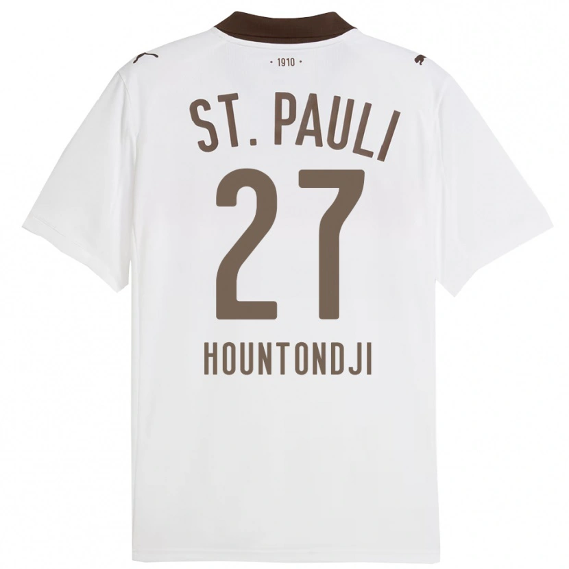 Danxen Femme Maillot Andréas Hountondji #27 Blanc Rouge Tenues Extérieur 2025/26 T-Shirt
