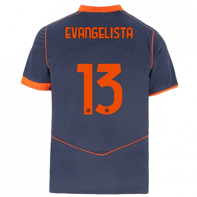 Danxen Femme Maillot Edoardo Evangelista #13 Gris Orange Troisieme 2025/26 T-Shirt