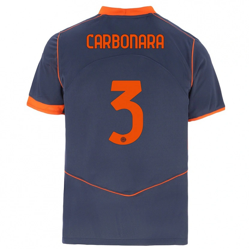 Danxen Femme Maillot Matteo Carbonara #3 Gris Orange Troisieme 2025/26 T-Shirt